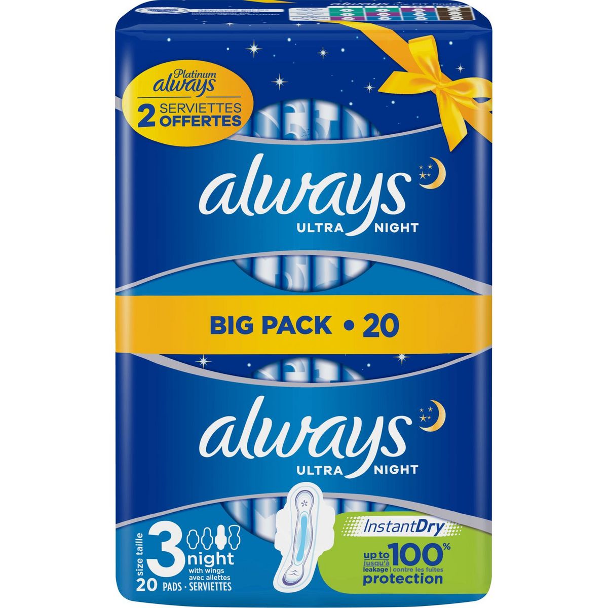 ALWAYS Ultra Night serviettes hygiéniques nuit avec ailettes taille 3 20 serviettes