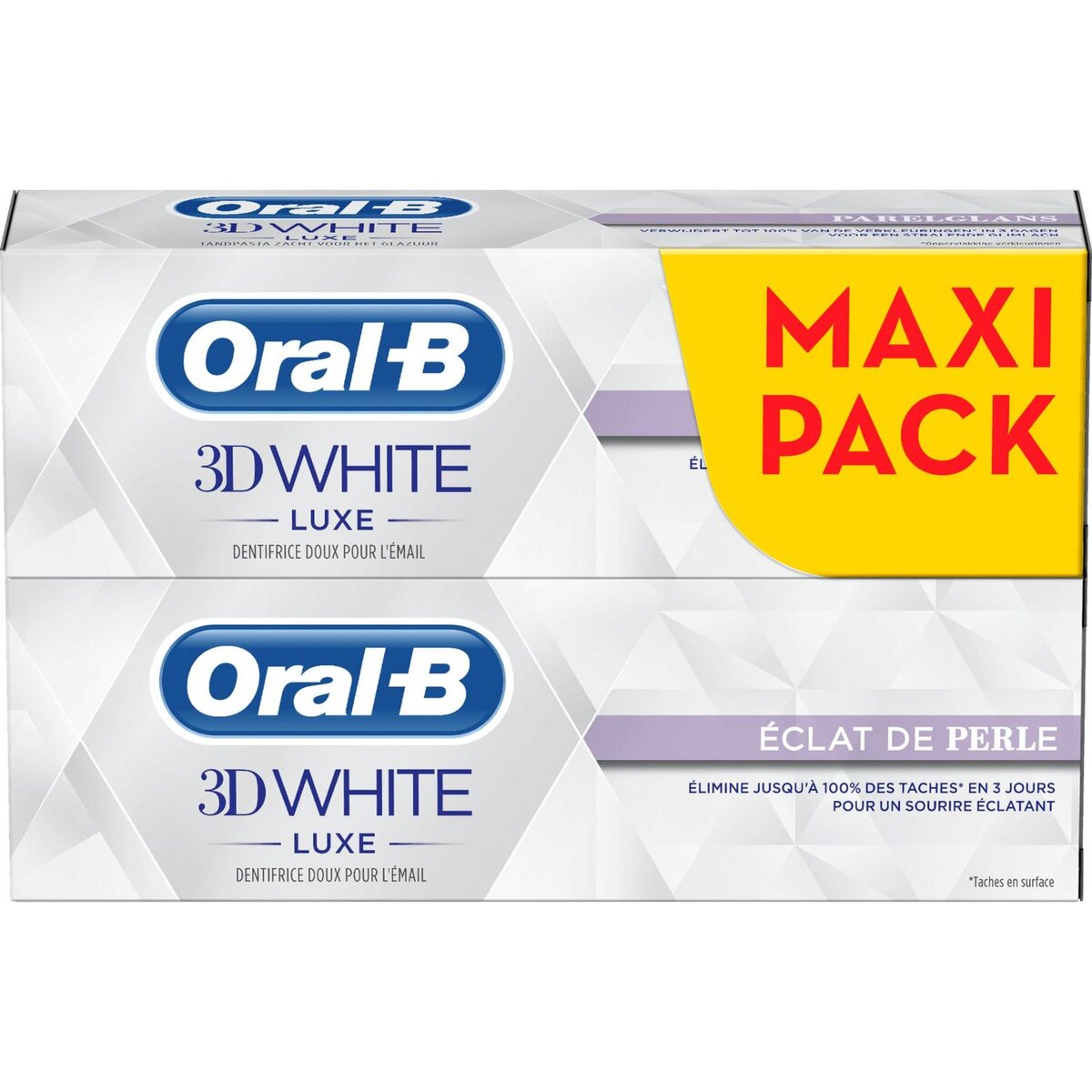 ORAL-B Dentifrice 3D white luxe éclat de perle 2x75ml 150ml