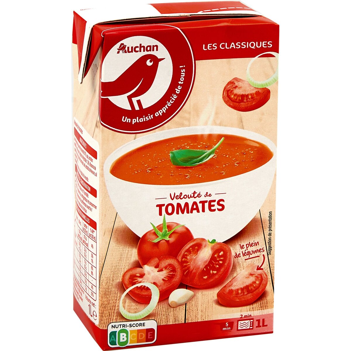 AUCHAN Soupe veloutée de tomate 4 personnes 1l