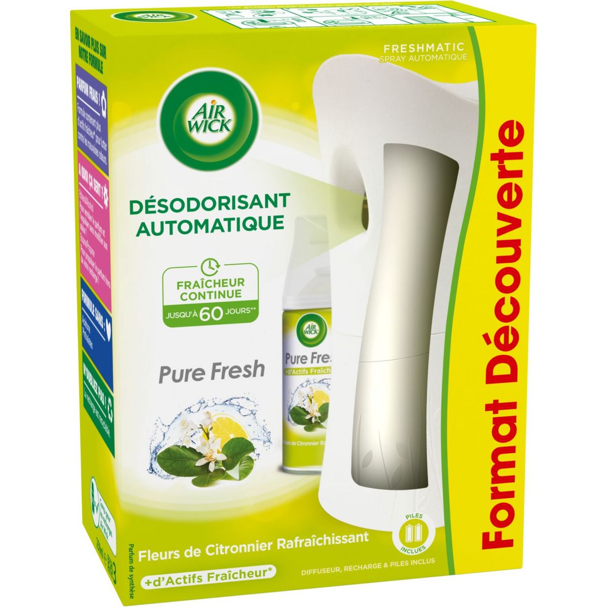 AIR WICK Pure Fresh désodorisant automatique citronnier rafraîchissant 250ml