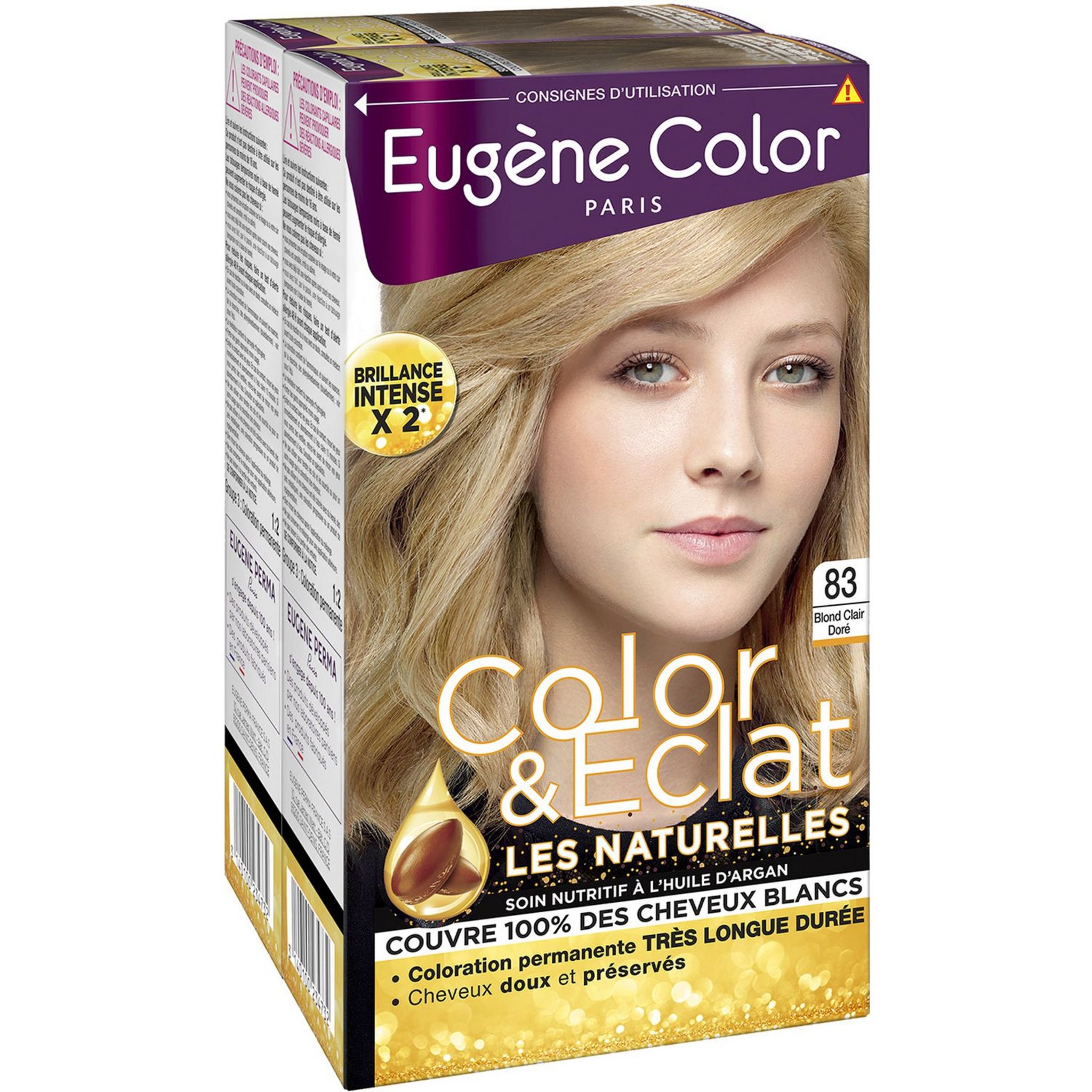 EUGENE COLOR Eugène Color Coloration permanente très longue durée 83 blond clair doré x2 2x3 produits 2 kits