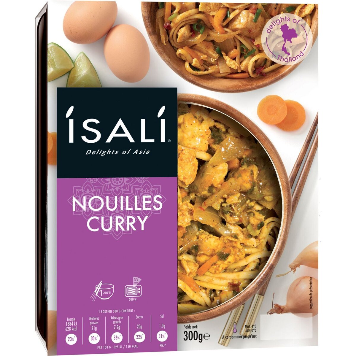 ISALI Nouilles au curry 1 personne 300g