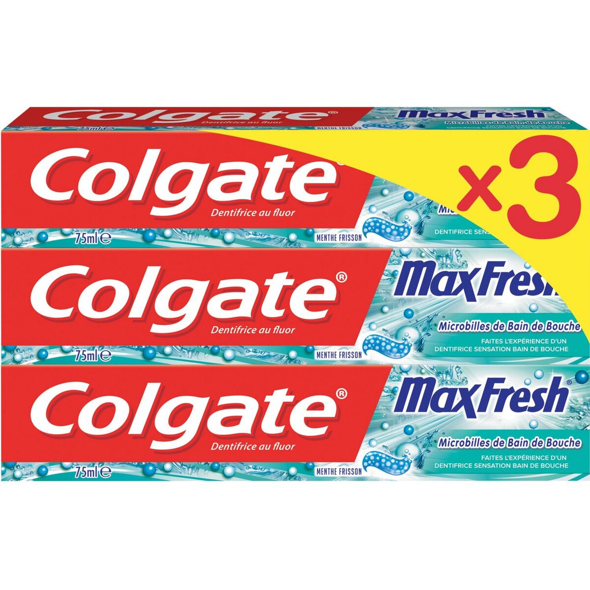 COLGATE Colgate dentifrice maxfresh microbilles bleues 3x75ml