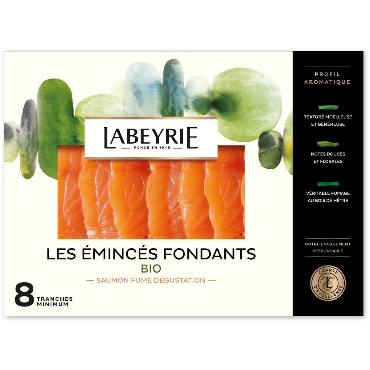 LABEYRIE Labeyrie saumon fumé au bois de hêtre bio x8 -220g