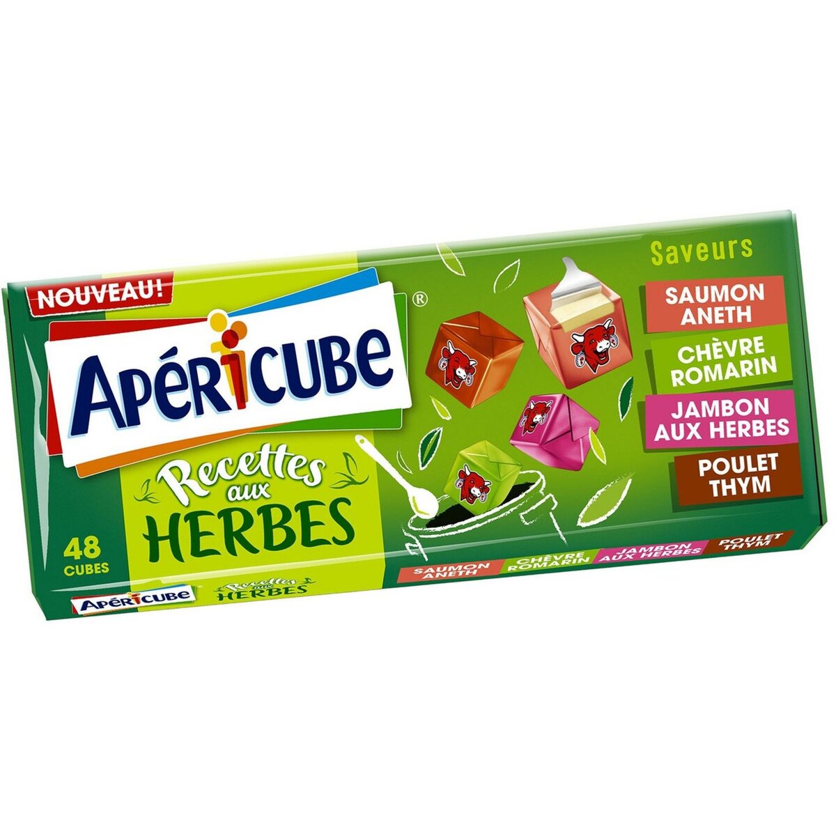 APERICUBE Cubes de fromage apéritif Recettes aux herbes 48 cubes 250g
