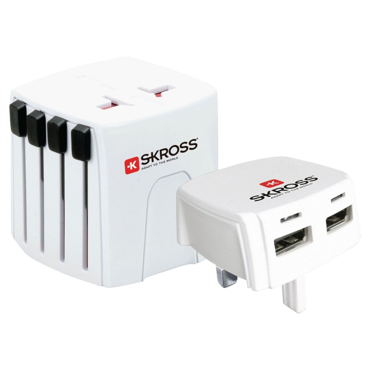 SKROSS Adaptateur secteur de voyage universel + double chargeur USB  - Blanc