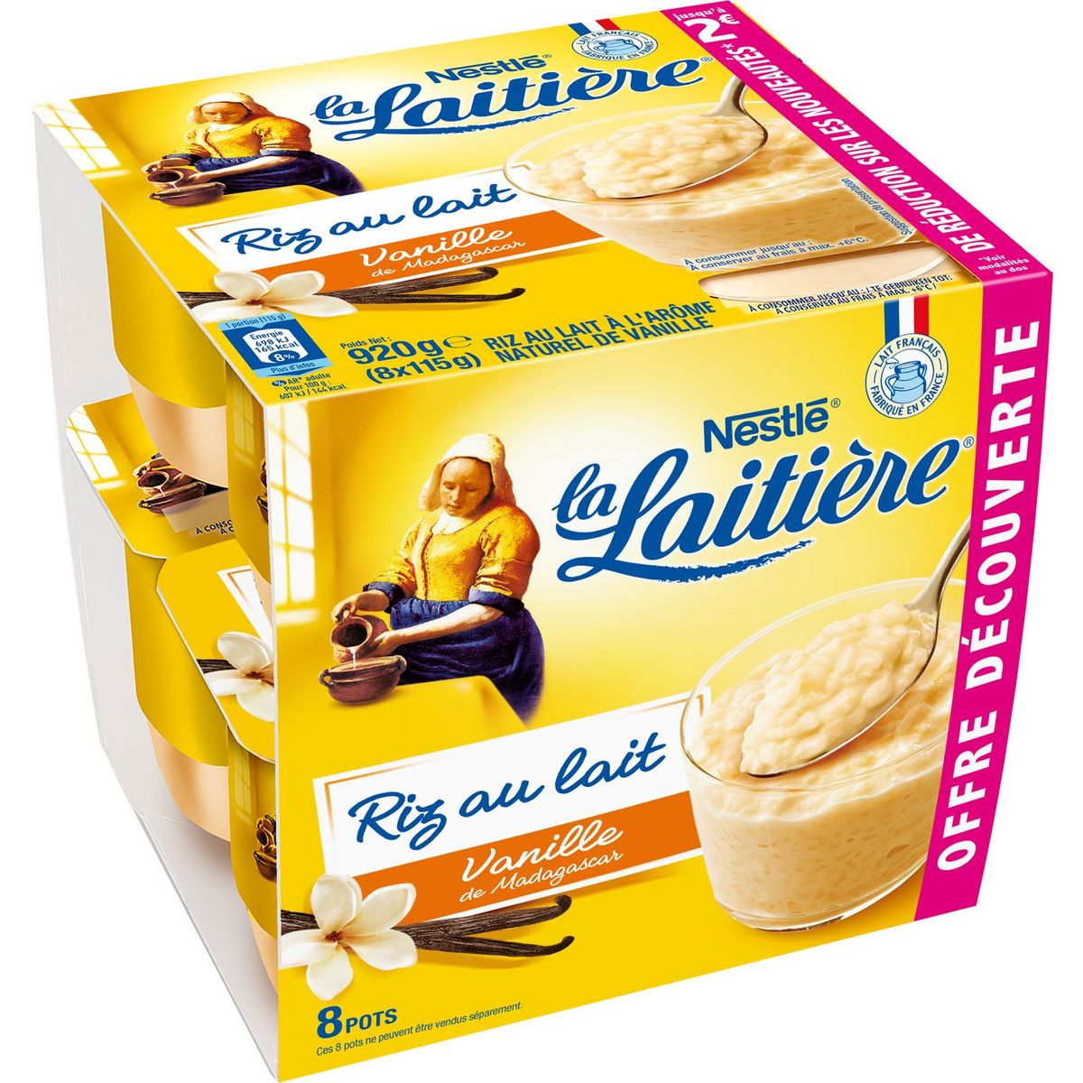 LA LAITIERE Riz au lait à la vanille 8x115g