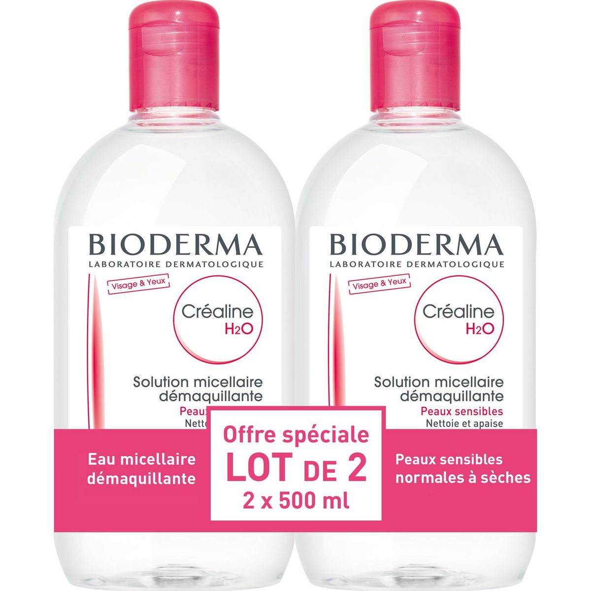 BIODERMA Créaline h2o solution micellaire peaux très sèches