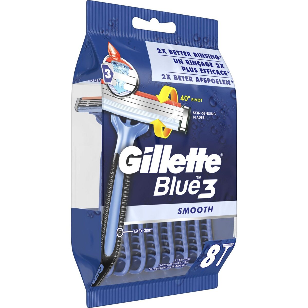 GILLETTE Blue3 rasoirs jetables tête pivotante 24 rasoirs