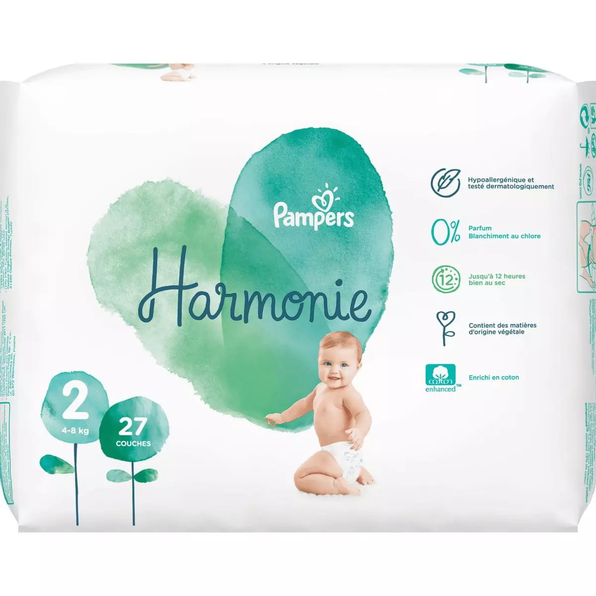 PAMPERS Harmonie couches taille 2 (4-8kg) 27 couches