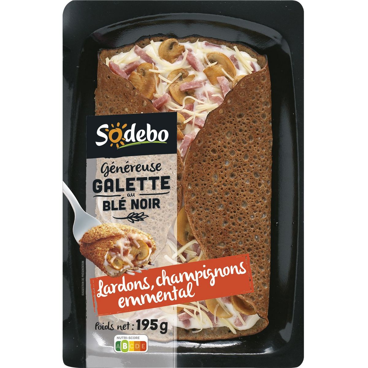 SODEBO Galette au blé noir aux lardons, champignons et à l'emmental 195g