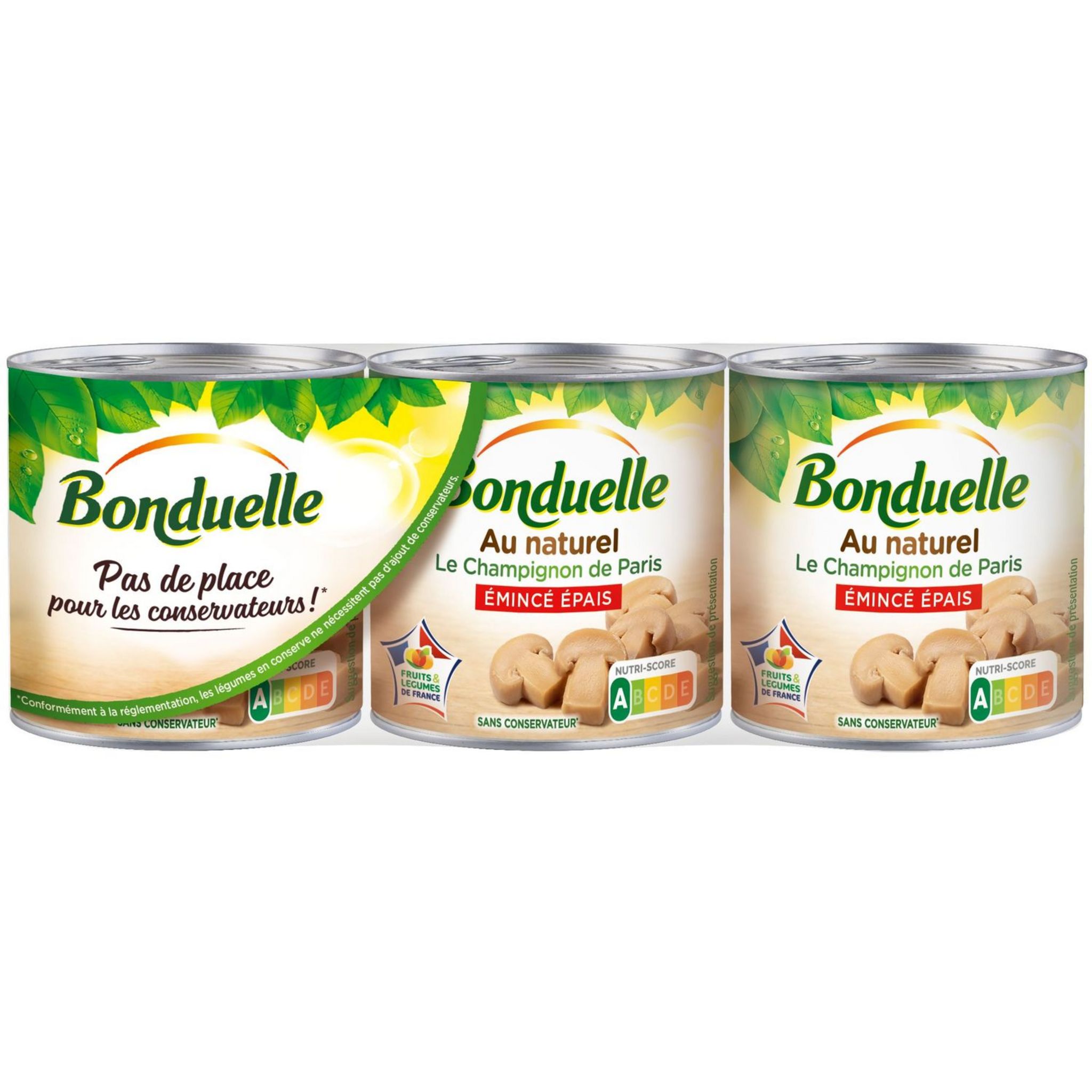 BONDUELLE Champignons de Paris émincés épais au naturel 3x115g