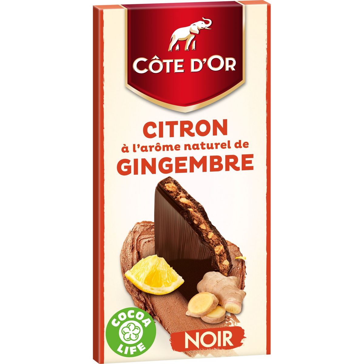 COTE D'OR Côte d'Or chocolat noir praliné citron gingembre 150g