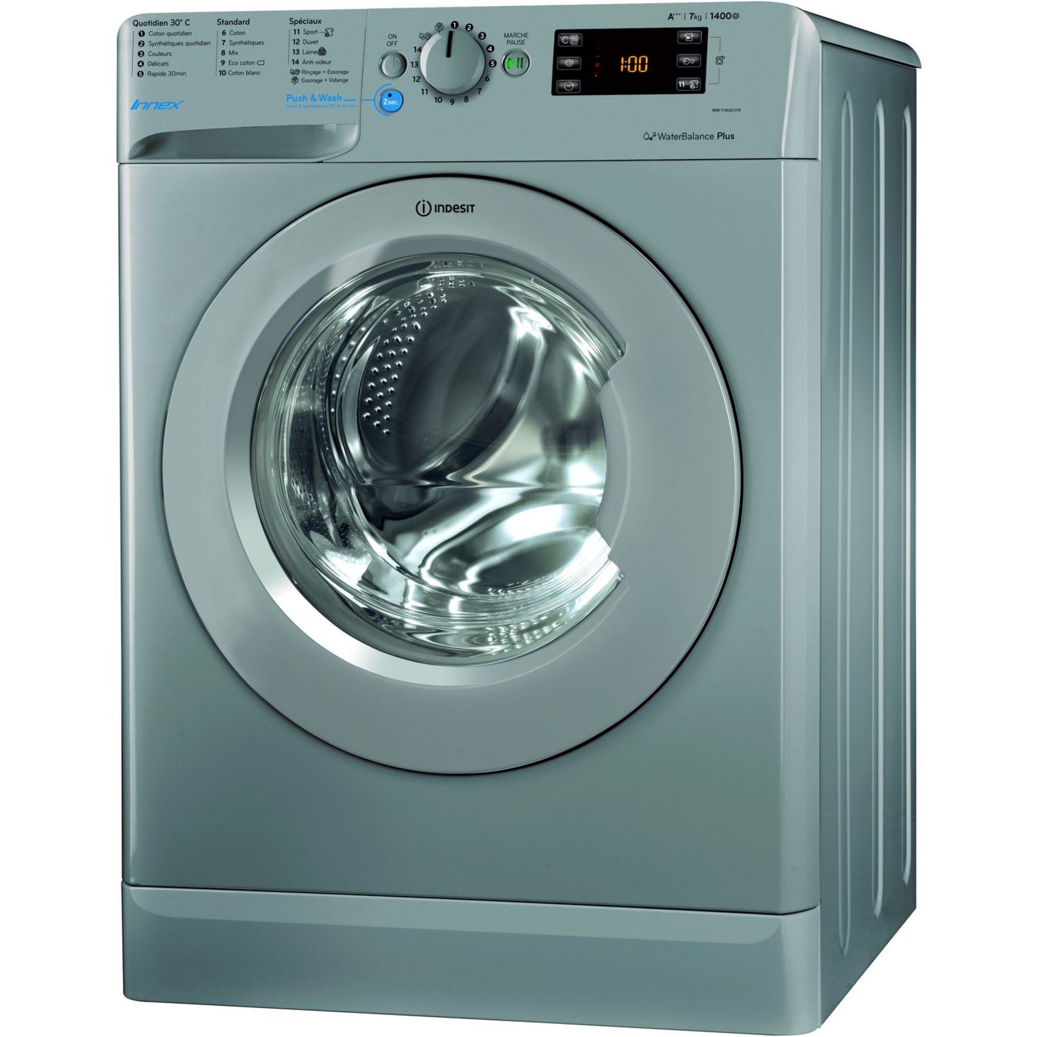 Voir la diapositive 1 : INDESIT Lave linge hublot BWE71453XSFR, 7 kg, 1400 T/min