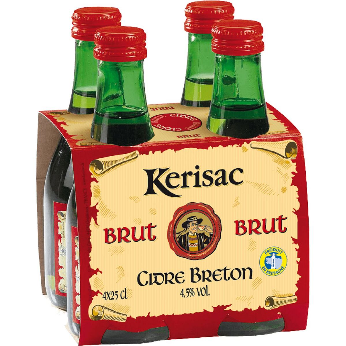KERISAC Cidre bouché breton brut IGP 4,5% bouteilles 4x25cl