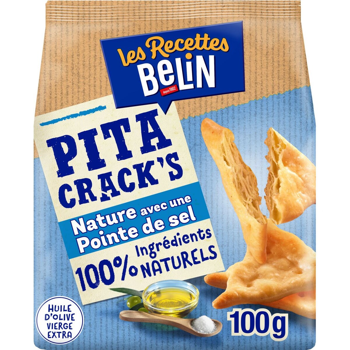 BELIN Pita crack's crackers nature avec une pointe de sel 100g