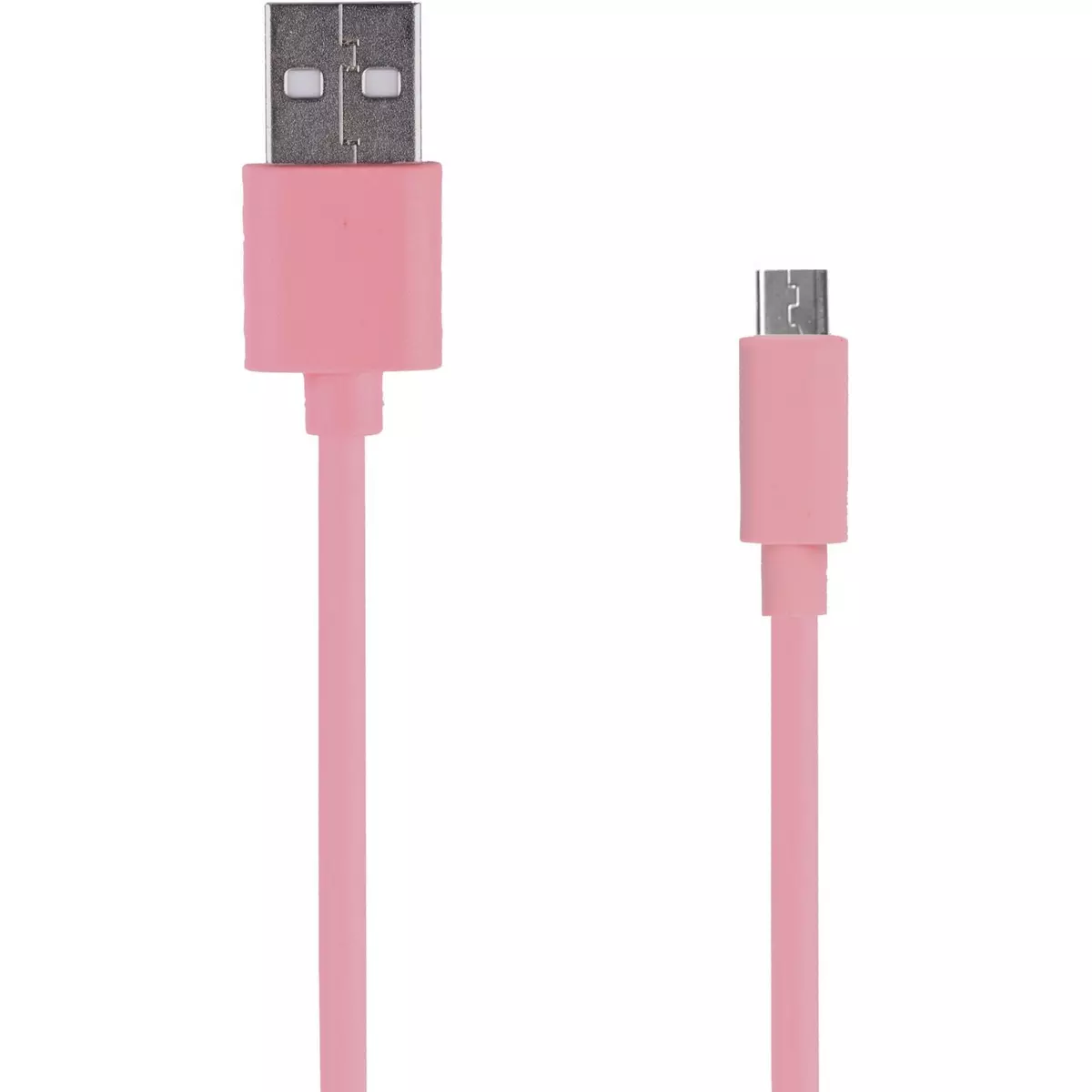 QILIVE Câble de charge USB vers Micro USB - Mâle/mâle - 1 mètre - Caoutchouc - Rose