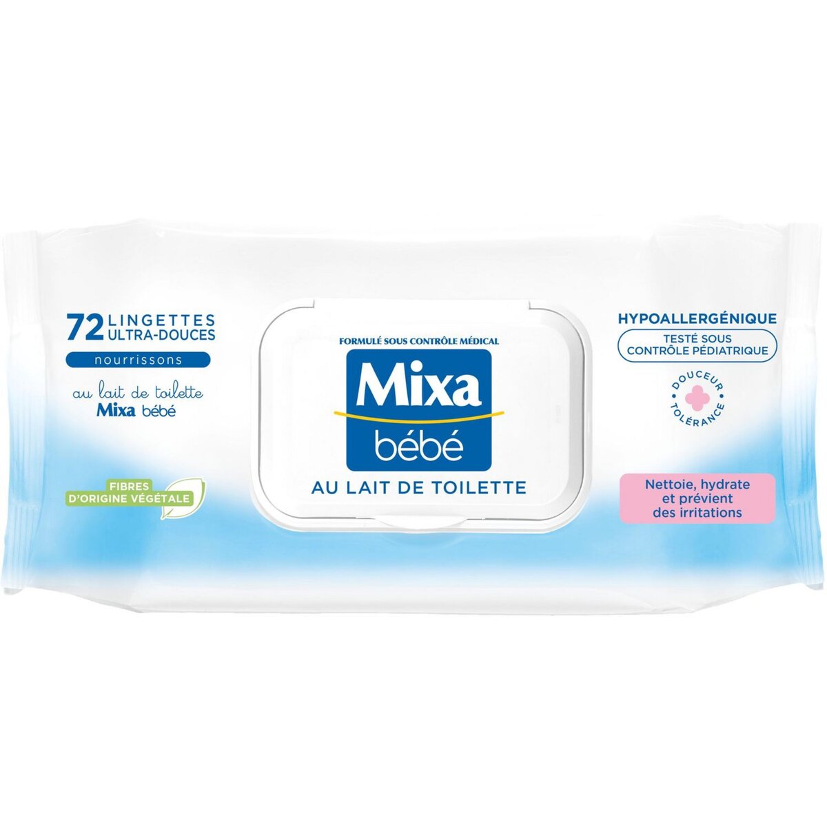 MIXA BEBE Lingettes bébé ultra-douces au lait nettoyant et apaisant 72 lingettes