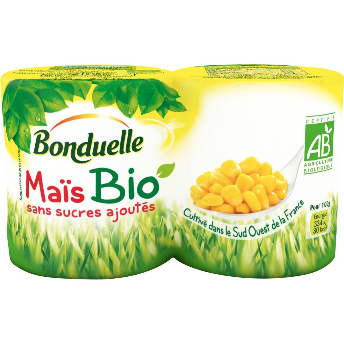 BONDUELLE Maïs bio sans sucres ajoutés 2x140g