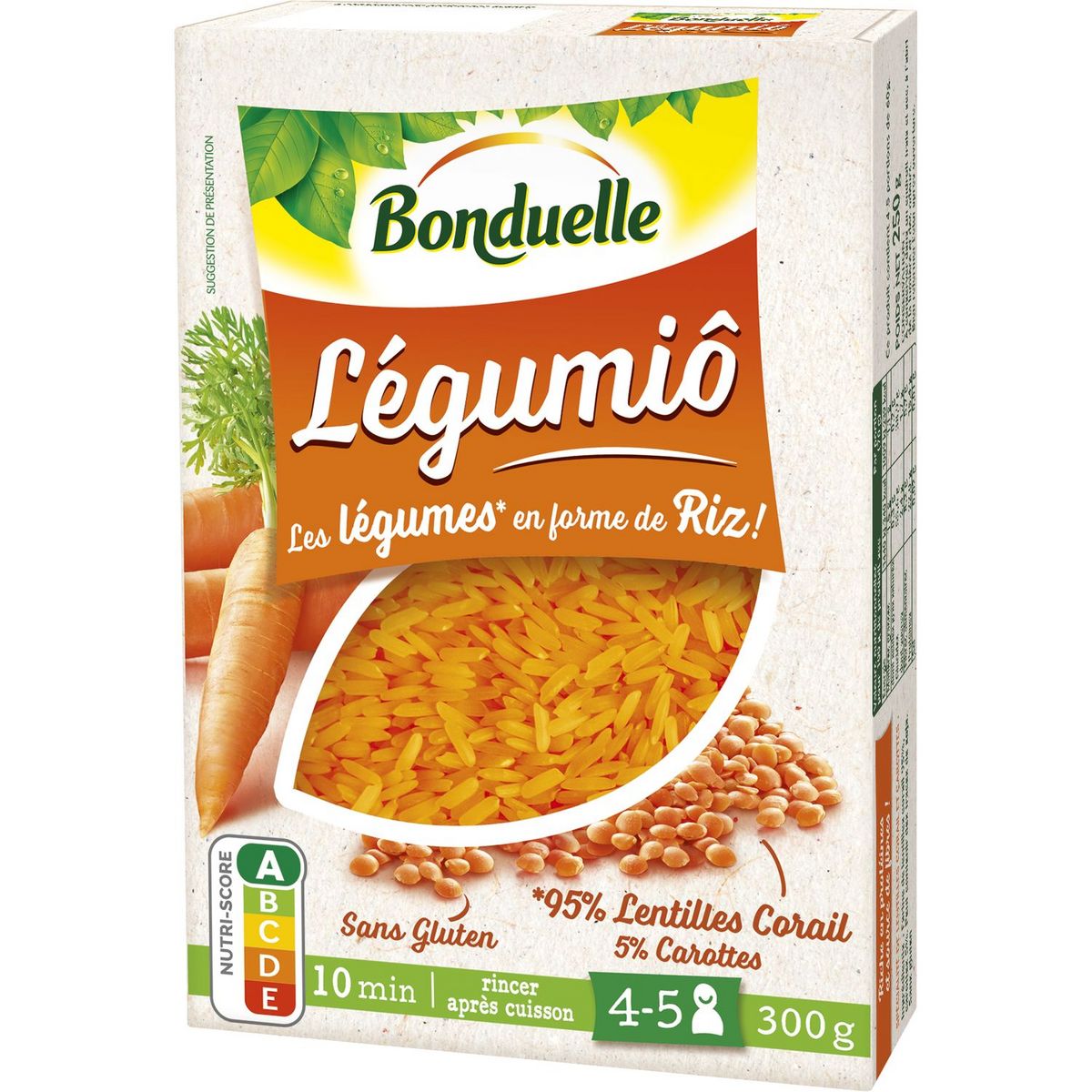 BONDUELLE Légumiô riz de légumes sans gluten lentilles corail et carottes 300g