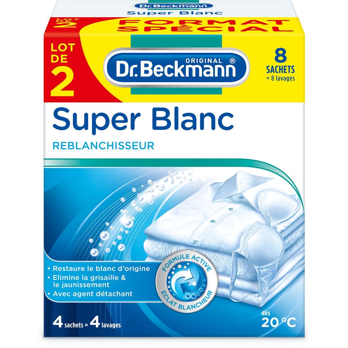 DR BECKMANN Sachets reblanchisseur 8 lavages 2x4 sachets