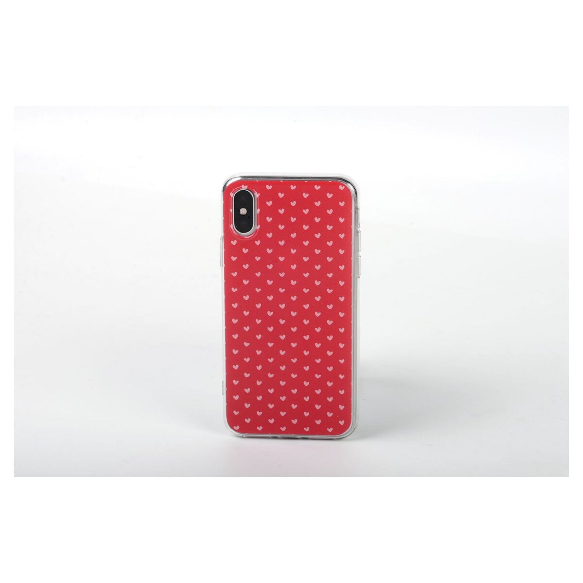 QILIVE Coque Trendy pour Apple iPhone X/XS - Rouge à coeurs roses