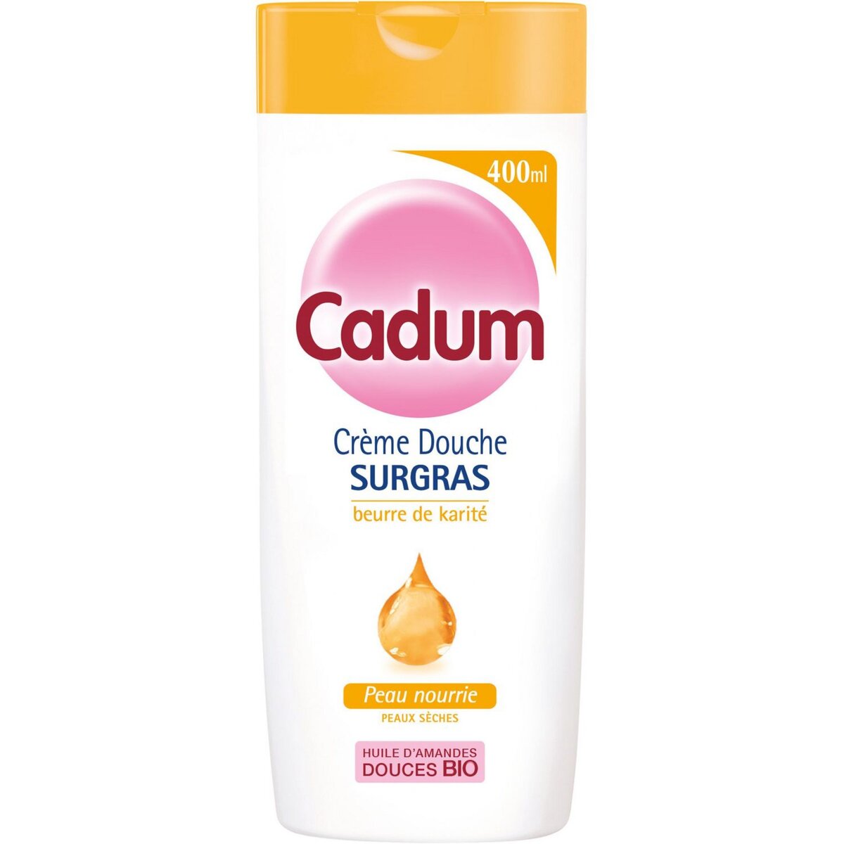 CADUM Crème douche surgras amande douce bio et karité pour peaux sèches 400ml
