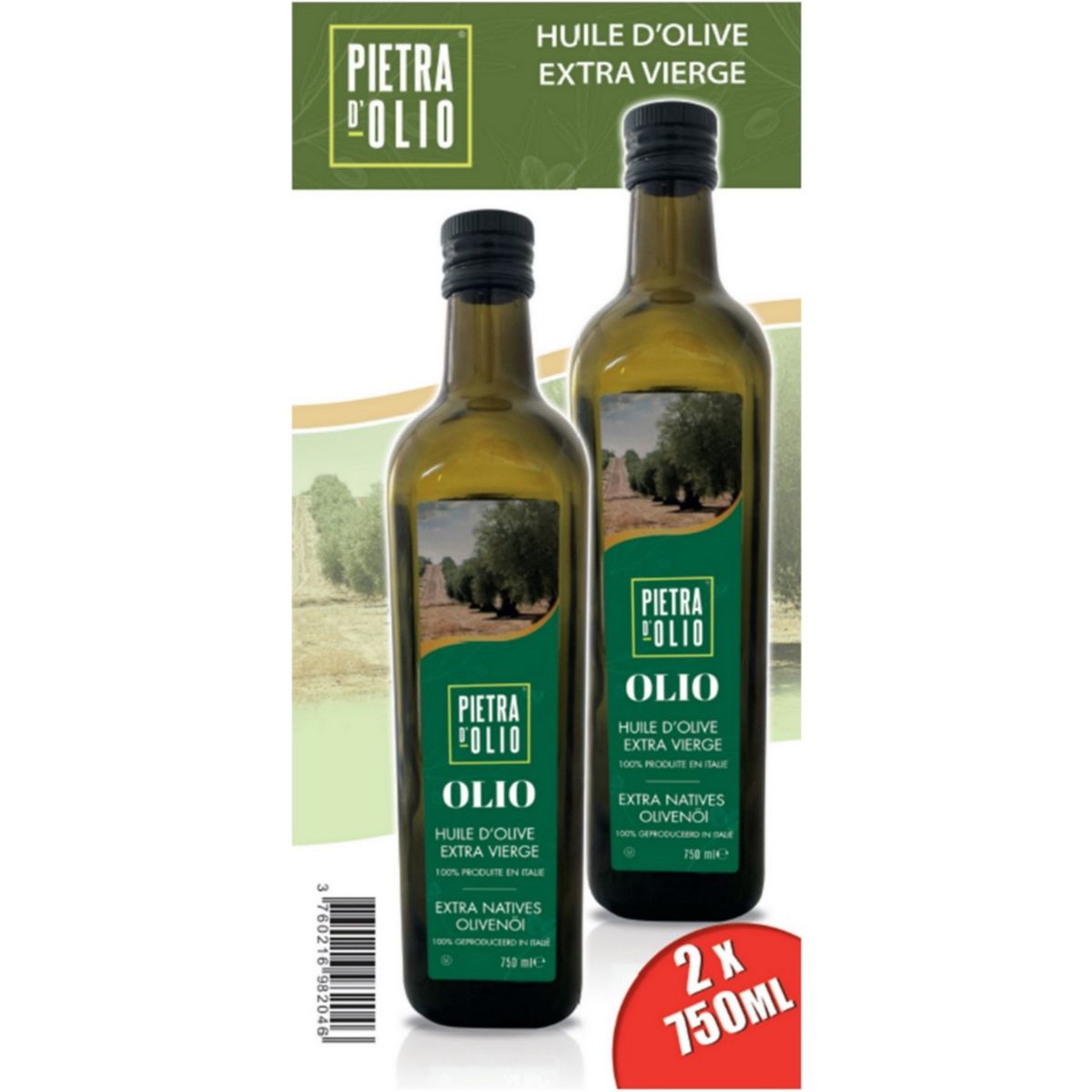PIETRA Pietra d'Olio Huile d'olive vierge extra 2x75cl 2x75cl