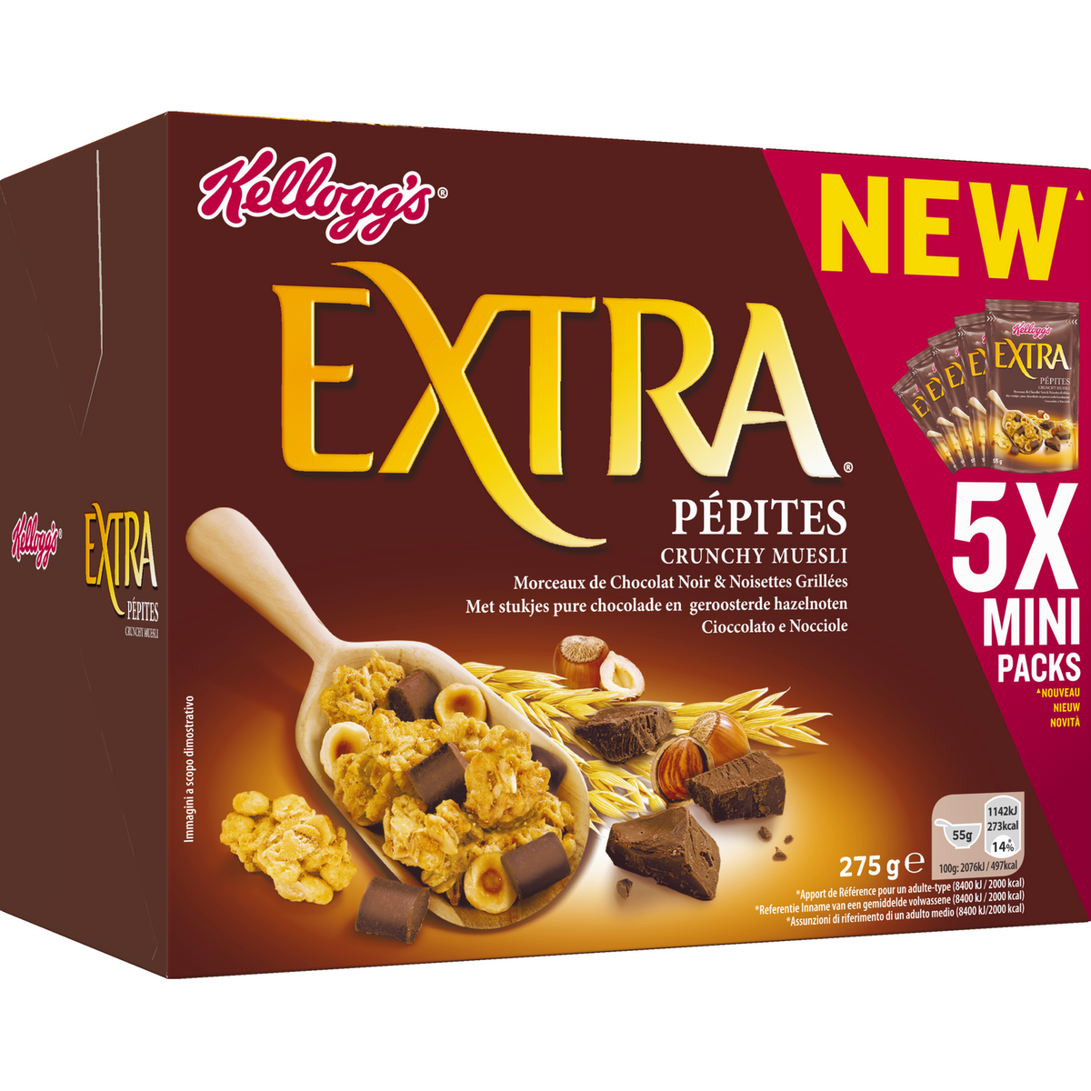 EXTRA Céréales pépites de chocolat noir 5 sachets 5x55g