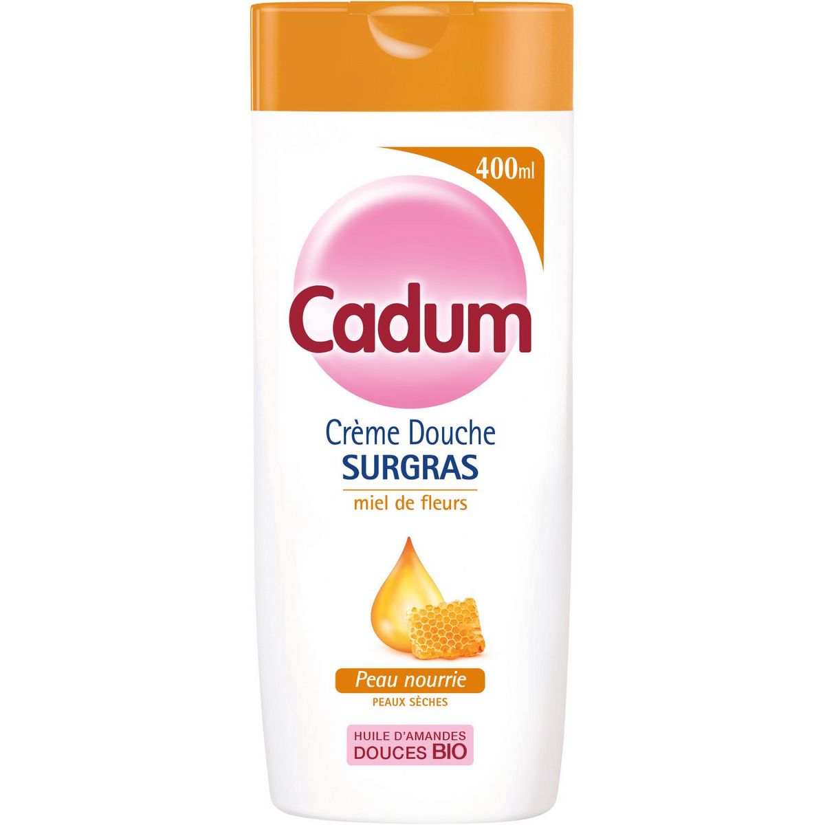 CADUM Crème douche surgras amande douce et miel de fleurs bio pour peaux sèches 400ml