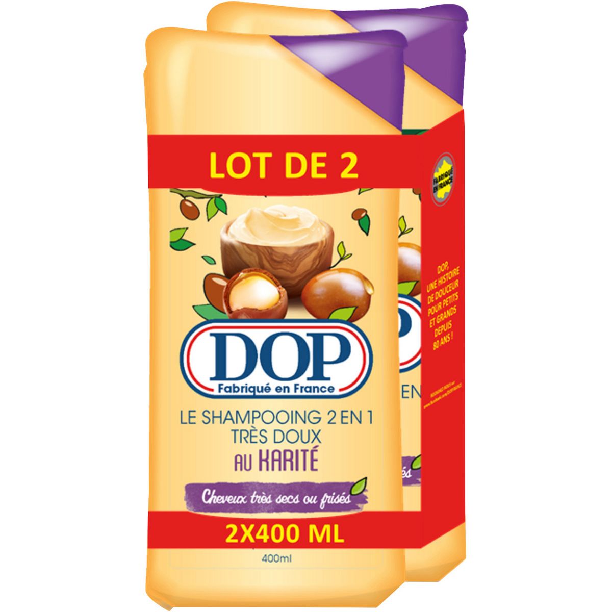 DOP Shampoing très doux au karité cheveux très secs ou frisés Lot de 2 2x400ml
