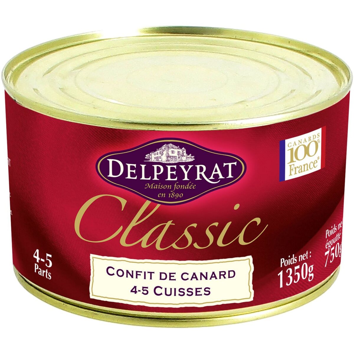PIERRE DELPEYRAT confit de canard en boite 4/5 cuisses 1350g