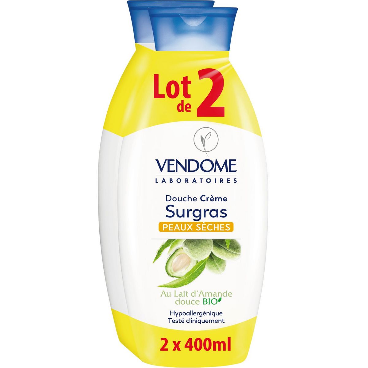 VENDOME Gel douche lait d'amande douce 2x400ml