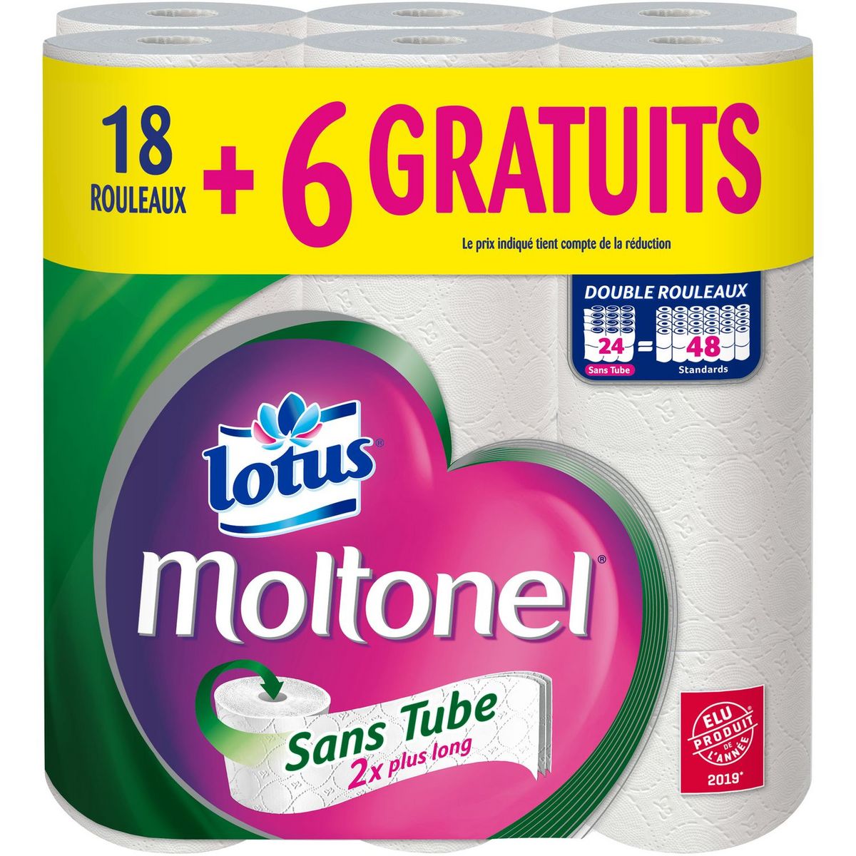 LOTUS Moltonel papier toilette blanc sans tube 24 rouleaux