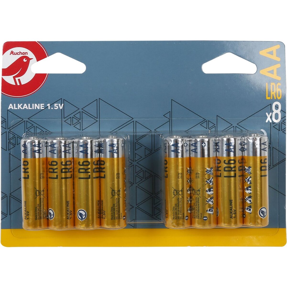 AUCHAN Auchan Piles AA/LR06 alcalines 1.5v standard x8 8 pièces