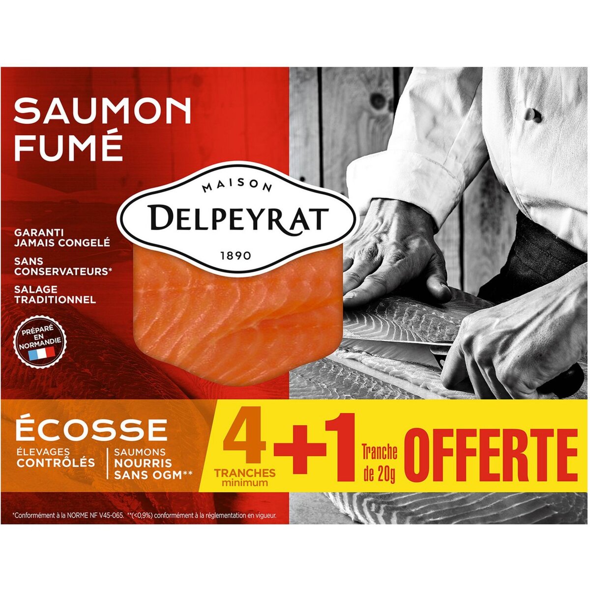 DELPEYRAT Saumon fumé d'Ecosse 4 tranches +1 offerte 150g