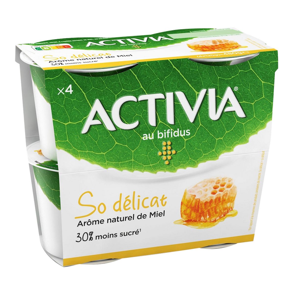ACTIVIA Activia so delicat yaourt nature au miel 4x120g