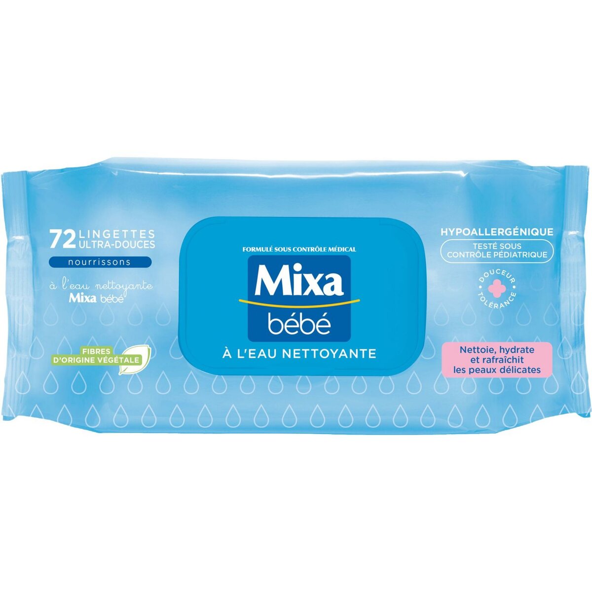 MIXA BEBE Lingettes ultra-douces à l'eau nettoyante 72 lingettes