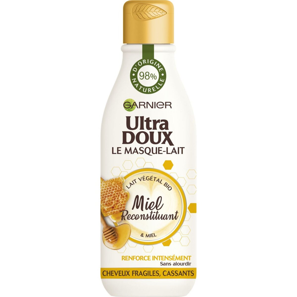 ULTRA DOUX Masque au lait végétal bio & miel cheveux fragiles, cassants 250ml