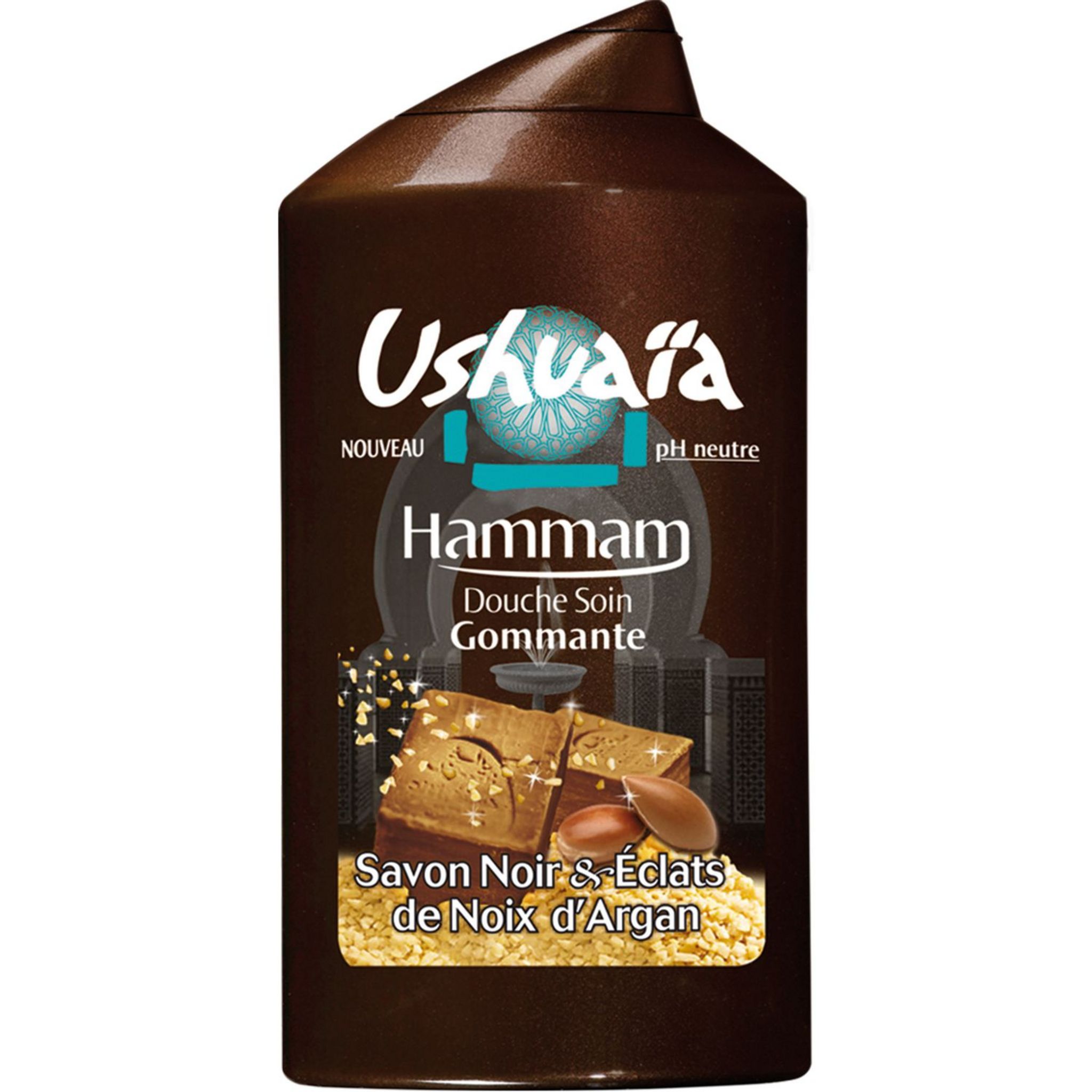 USHUAIA Douche soin gommante au savon noir et éclats de noix d'argan 250ml