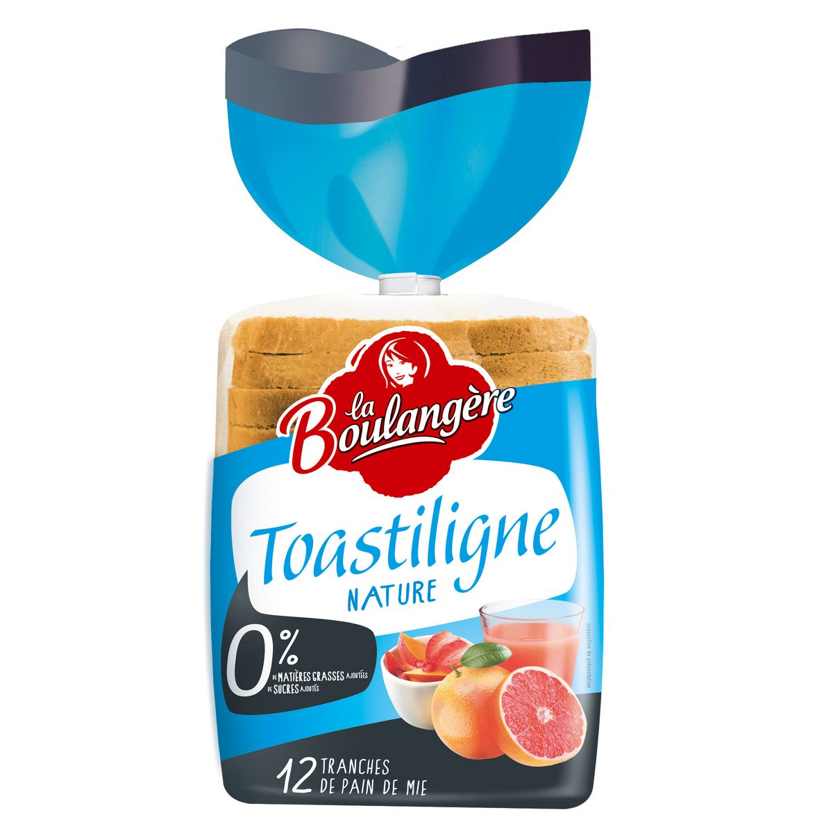 LA BOULANGERE Toastiligne nature 0% matières grasses ajoutées sans sucres ajoutés 12 tranches 500G
