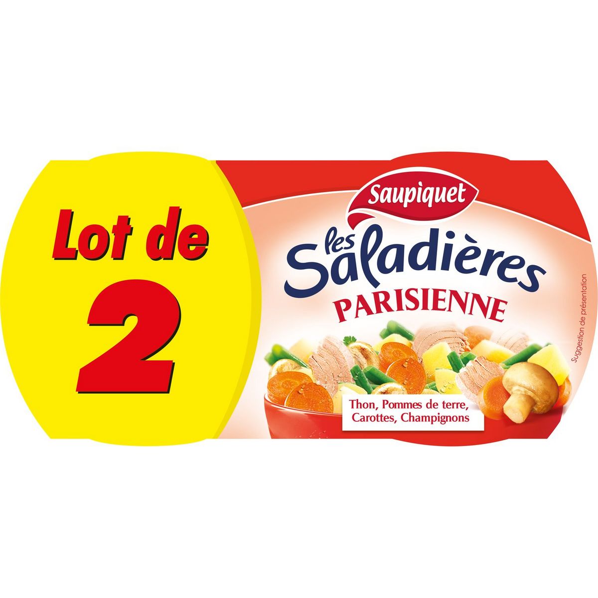 SAUPIQUET Les saladières à la parisienne thon pomme de terre carottes et champignons 2x220g