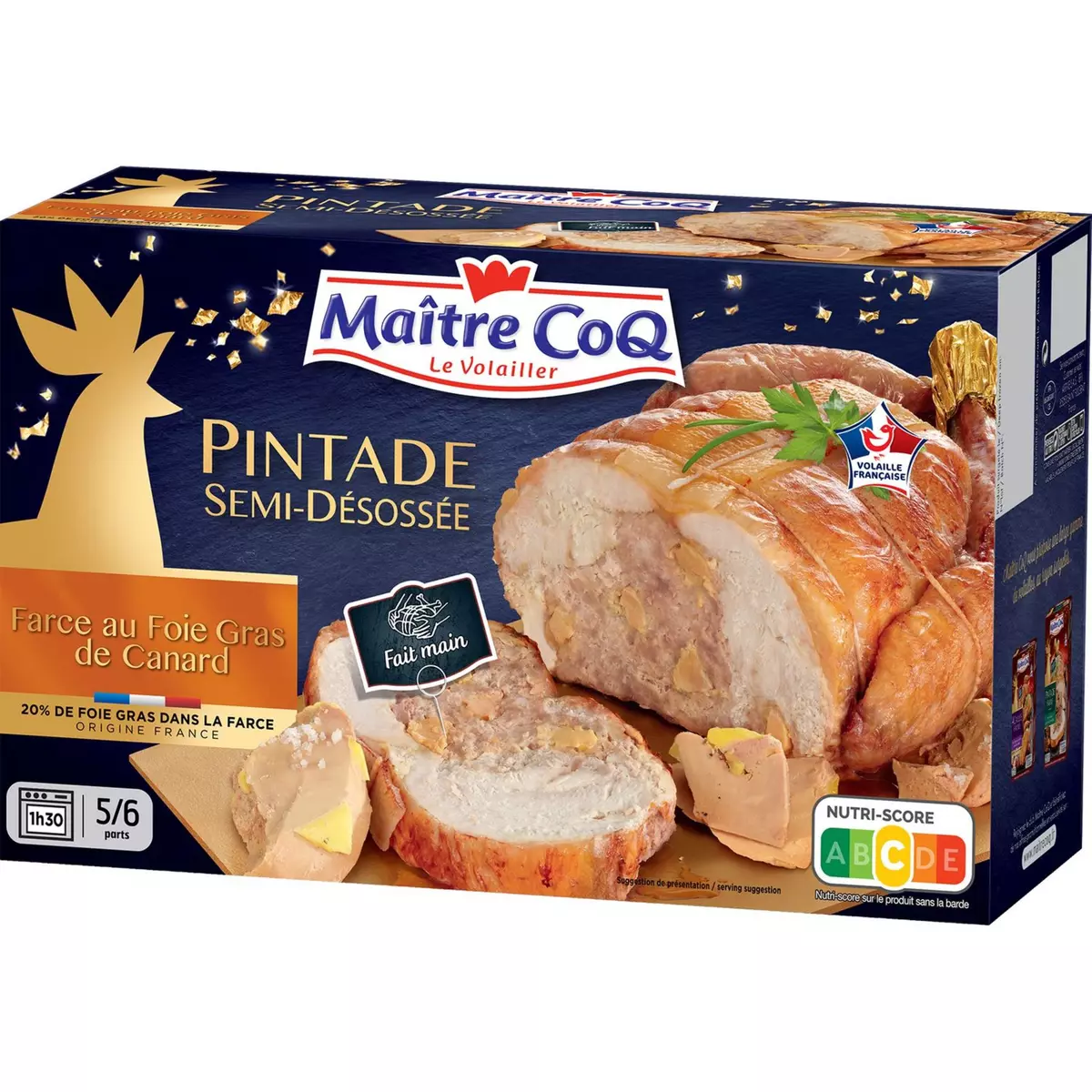MAITRE COQ Pintade semi-désossée à la farce au foie gras de Canard 5/6 portions 1,2kg