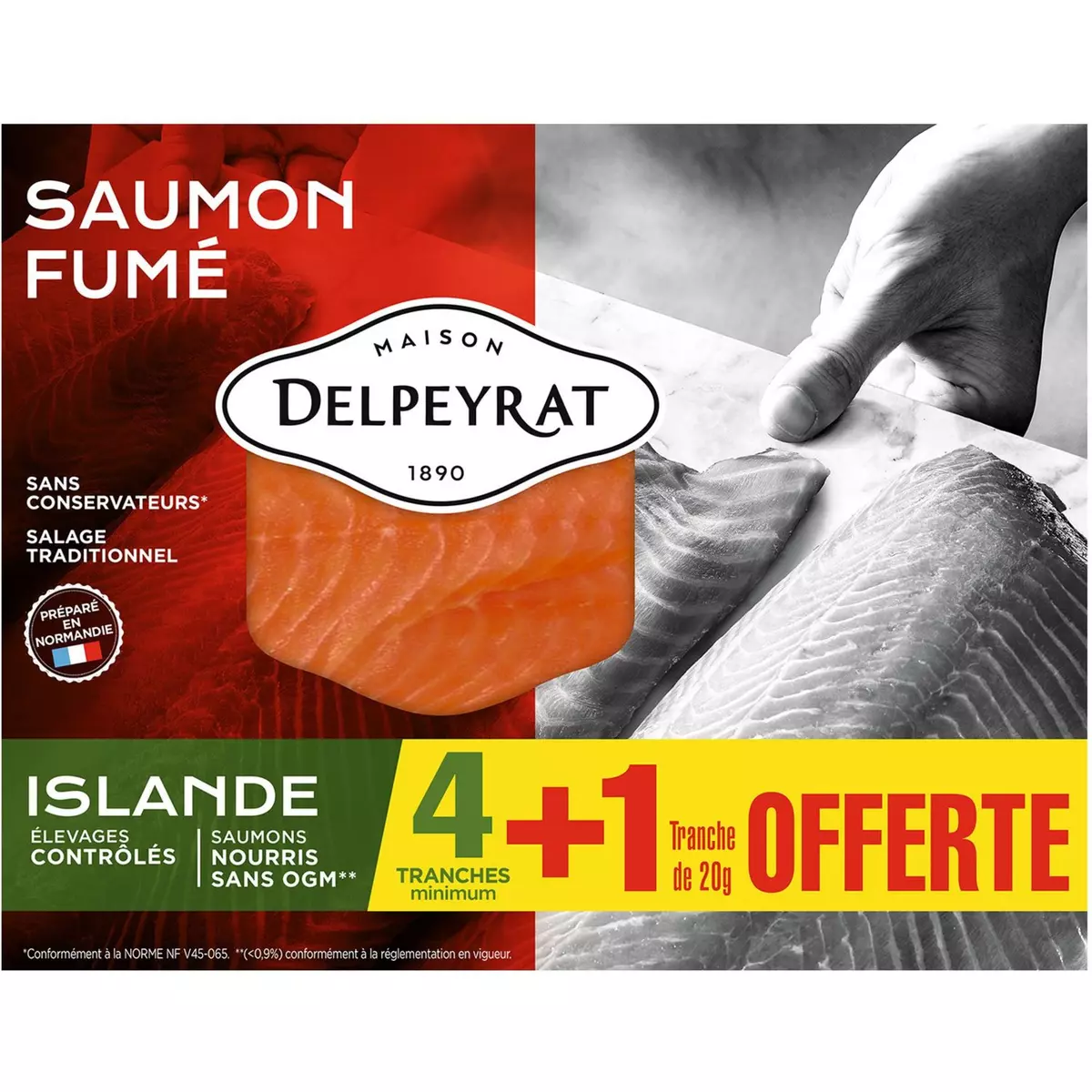 DELPEYRAT Le Saumon Fumé Delpeyrat origine Islande 4 Tranches mini +1offerte 150g 4 tranches +1 offerte 150g