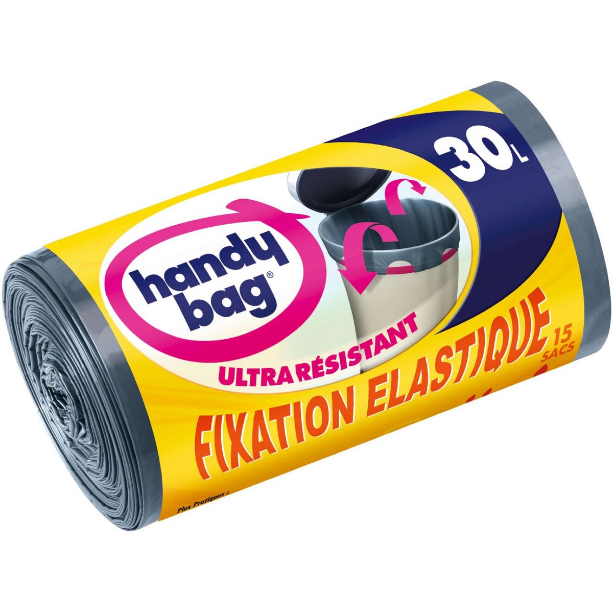 HANDY BAG Sacs poubelle à fixation élastique 30l 15 sacs
