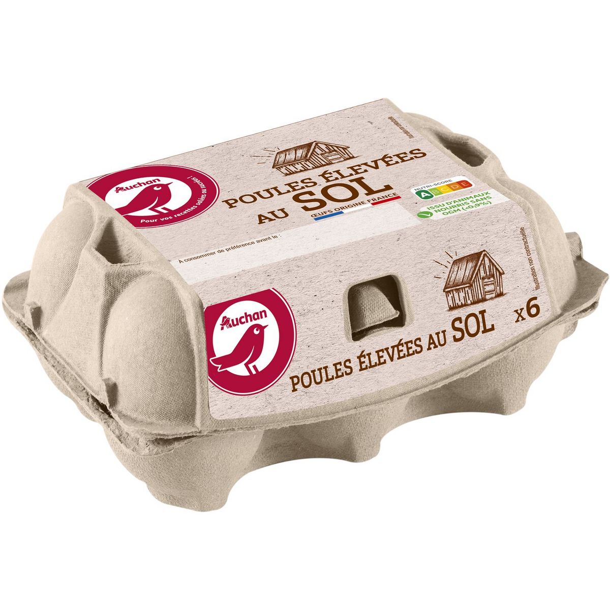 AUCHAN Oeufs de poules élevées au sol 6 oeufs
