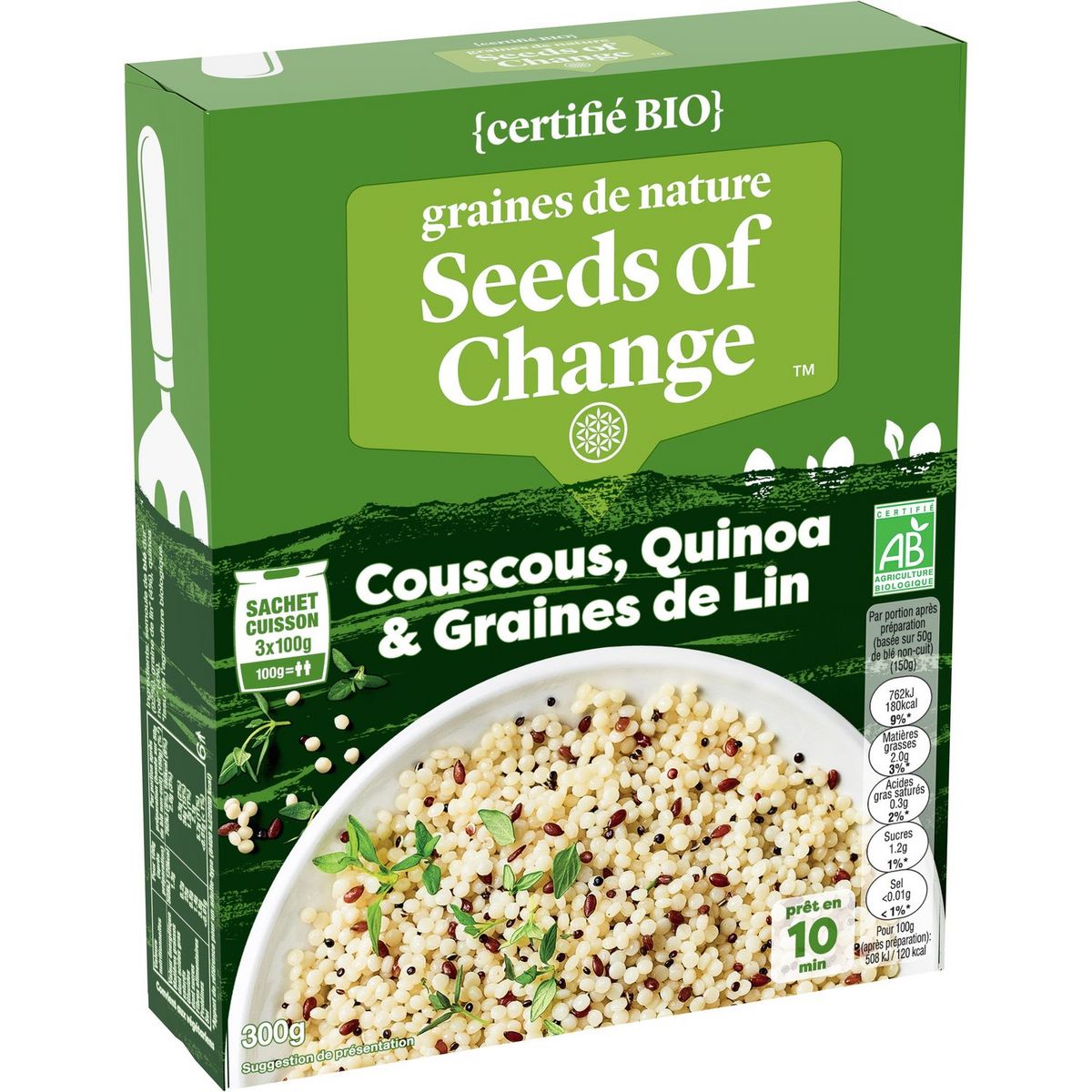 SEEDS OF CHANGE Seeds of Change couscous quinoa et graine de lin bio 300g