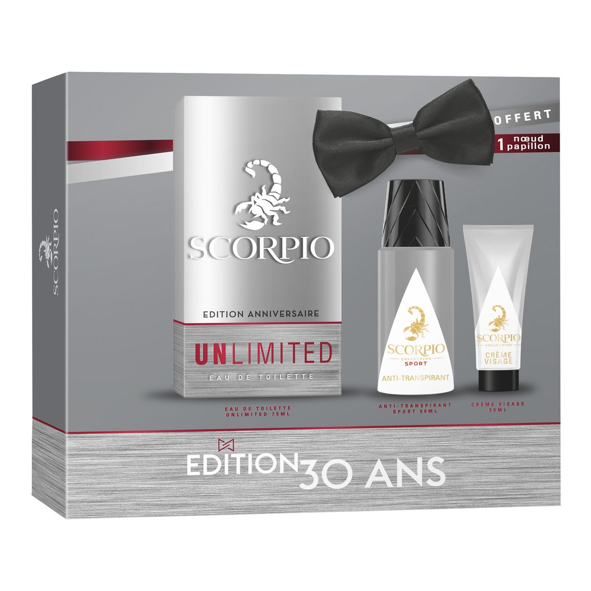 SCORPIO Coffret homme édition 30 ans 1 noeud papillon 3 produits