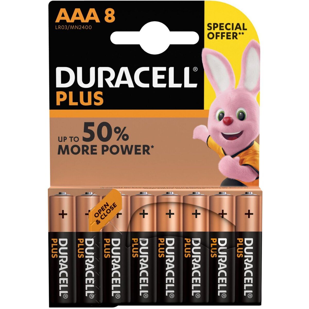 DURACELL Duracell Piles AAA/LR03 alcalines 1.5V plus power x8 8 pièces