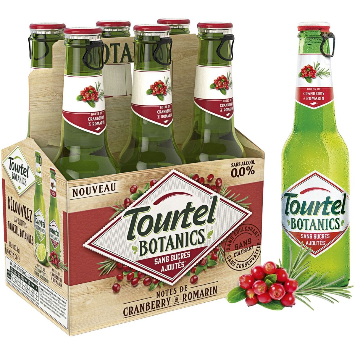 TOURTEL Bière Botanic sans alcool cranberry romarin bouteilles 6x27,5cl